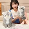 Grey Squatting Manul Doll Plush Toy Stuffed Wild Animal Stripe Spotted Fluffy Plushie Appeasing Companion Gift