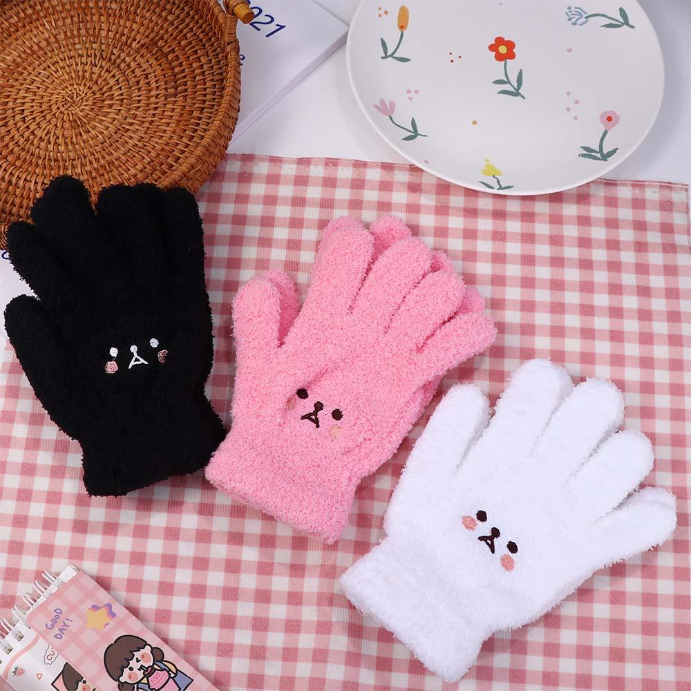 Plus Velvet Knitted Gloves Smile  Gloves Wool Mittens Female Gloves Full finger Gloves