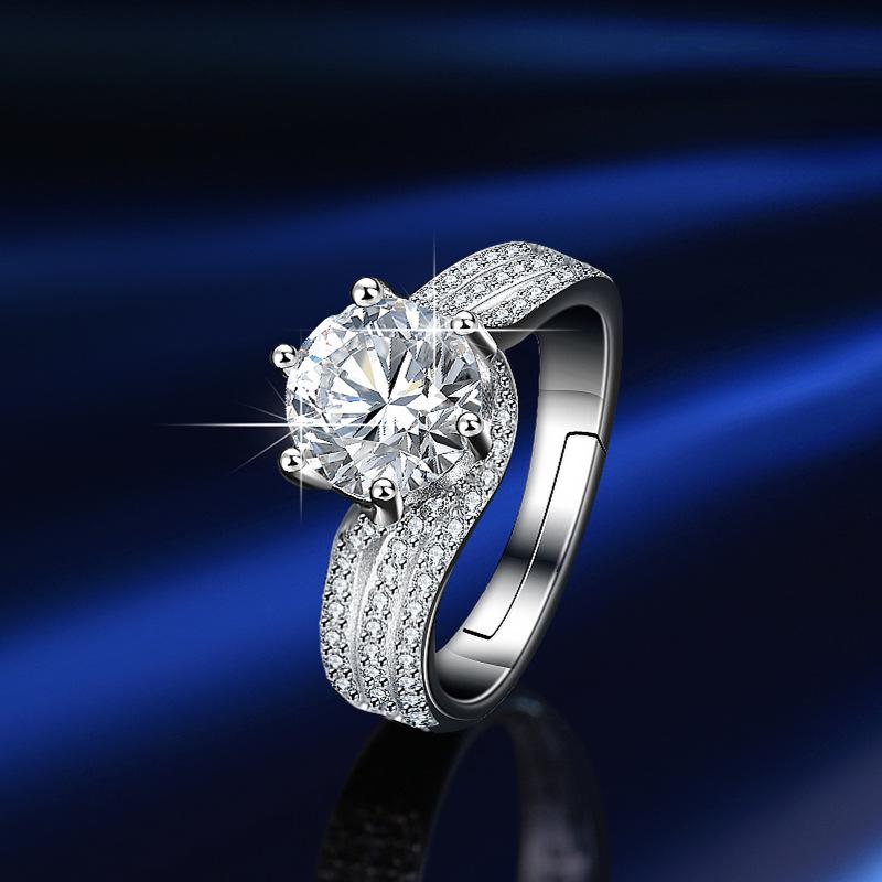 S925 Sterling Silver Moissanite One-Carat Ring - European & American Fashion