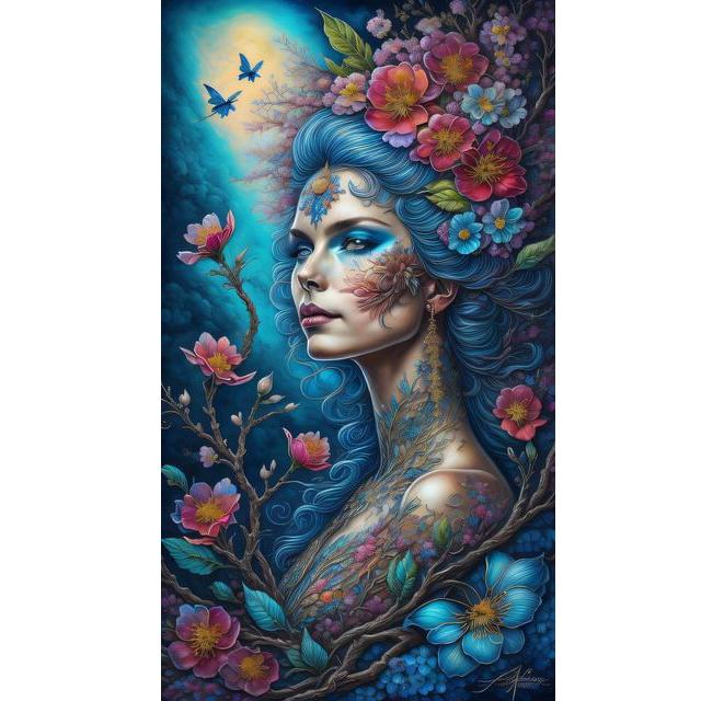 Buttferfly Fairy Woman 5D Diamond Painting Portrait Full Drill Diamond Mosaic Woman Embroidery Flower Picture Rhinestone Art U40