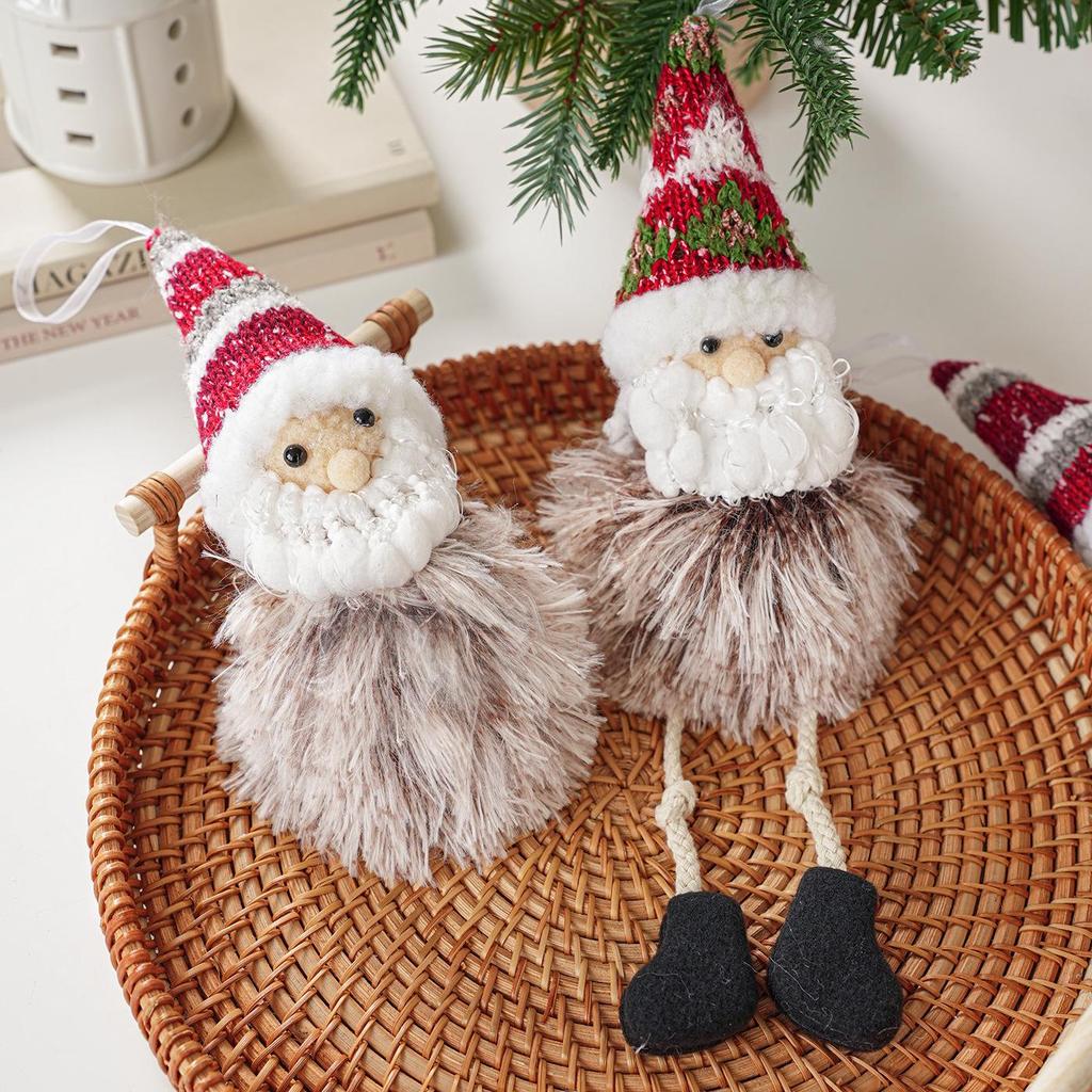 Snowman and Santa Plush Christmas Tree Ornaments