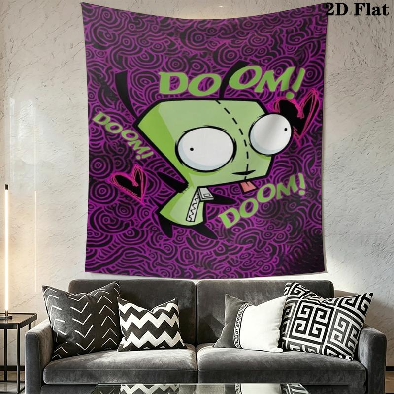 Invader Zim Wandteppich Ästhetischer Wandbehang Bedruckter Stoffdecke Dekorative Wandteppiche für Schlafzimmer Wohnzimmer Heimdekoration