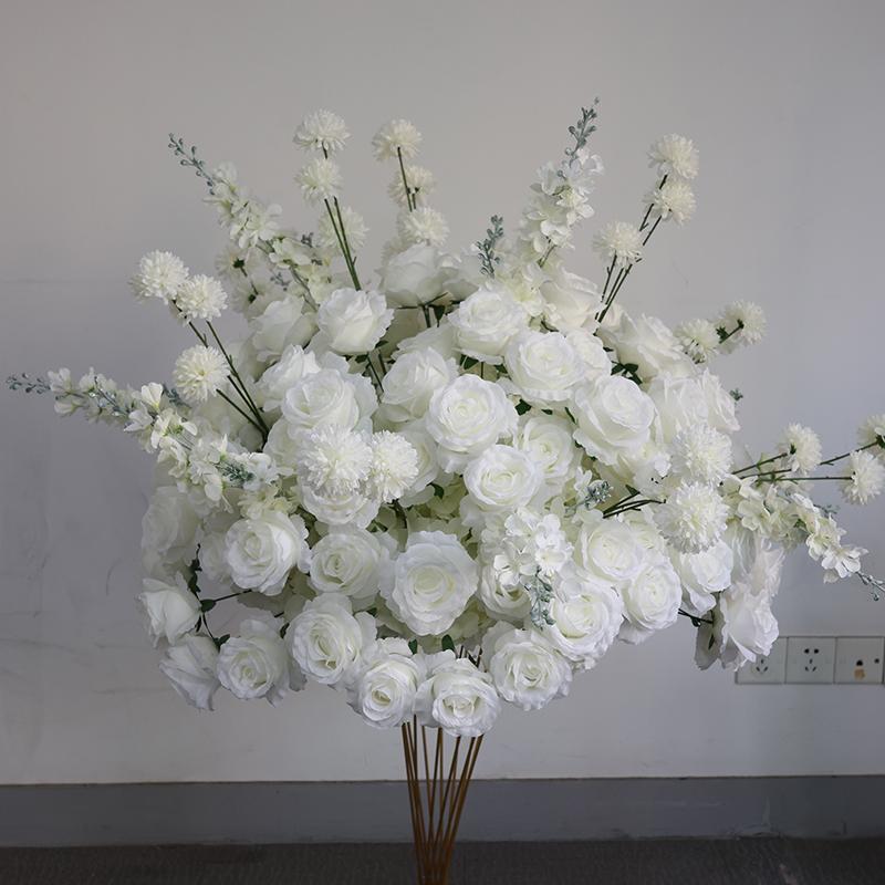 

Роскошный искусственный белый шар из роз и дельфиниума, свадебный декор, центральные элементы стола, аксессуары, цветочная композиция, реквизит для мероприятия 50CM
