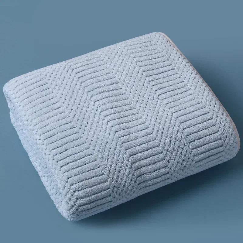 1pc Striped Coral Velvet Hand Bath Towel, Soft Quick Drying Towel, Absorbent Hand Towel For Bathroom