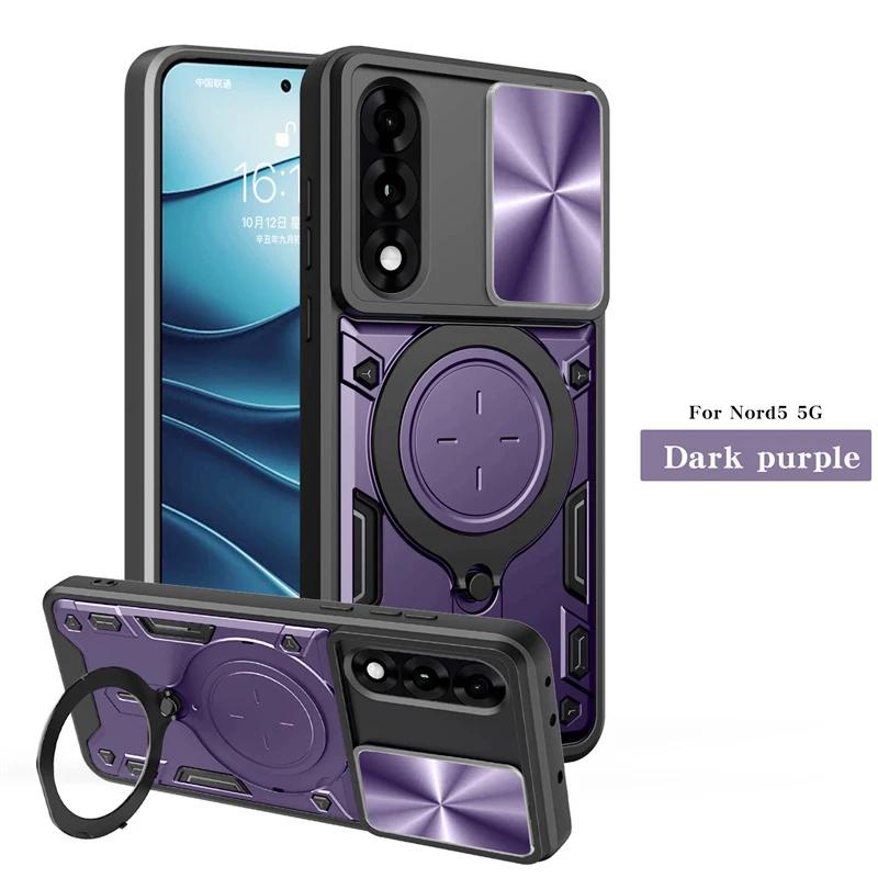 Armor Schutz Schiebeobjektiv Handyhülle Für OnePlus Nord 5 5G Hülle Auto Magnetische Halterung Ringständer für One Plus 1+ Nord5 5G Funda