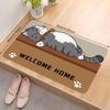 VIKAMA Cartoon Sleeping Cat Welcome Door Mat, Non-slip Entrance Carpet, Living Room and Bedroom Floor Mat, Home Decoration