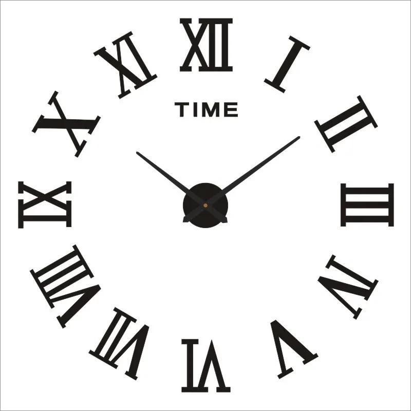 2D/3D Large Roman Numeral Acrylic Mirror Wall Clock Sticker Fashion DIY Quartz Clocks Watch Home Decoration Living Room Stickers