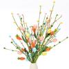 3pcs Festival Artificial Eggs Carrot Branches Spring Fake Plant Easter Eggs Stem  Home Vase Decor