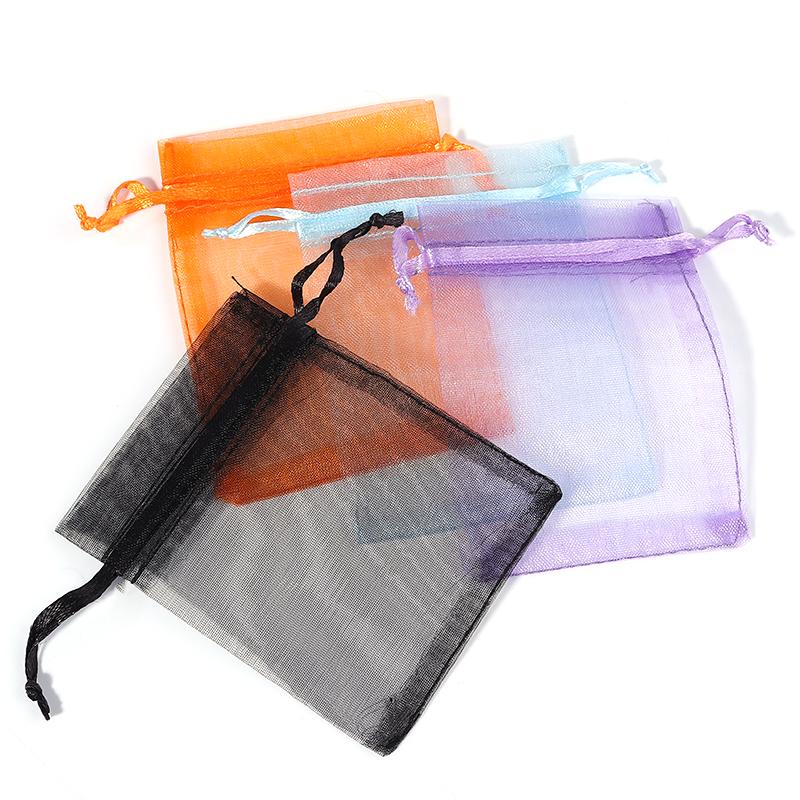10Pcs Single Color Wedding /Ornament/Gift Wrap Yarn Bag Organza Bags Tulle Drawstring Bag Jewelry Pouches Packing Wholesale