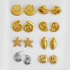 Vintage Gold Color Snail Conch Shell Stud Earrings for Women Stainless Steel CZ Zircon Starfish Earring Beach Jewelry Gifts
