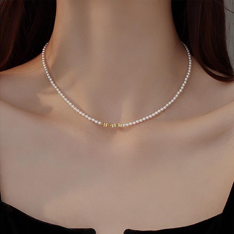Women s Summer Versatile Niche Necklace Pearl Bead Necklace