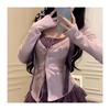 Spice Girl Purple Spring and Summer Two Sweet and Spicy New Knitted Design Skinny Cardigan Half Skirt Top