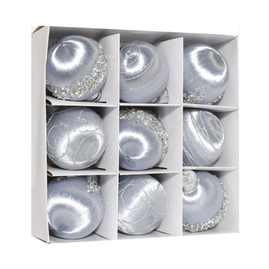 9 Pcs 3.15 Inch Christmas Ball Ornaments Glitter Sequin Xmas Hanging Foam Ball Decorations for Wedding Party Holiday Home Office Decor