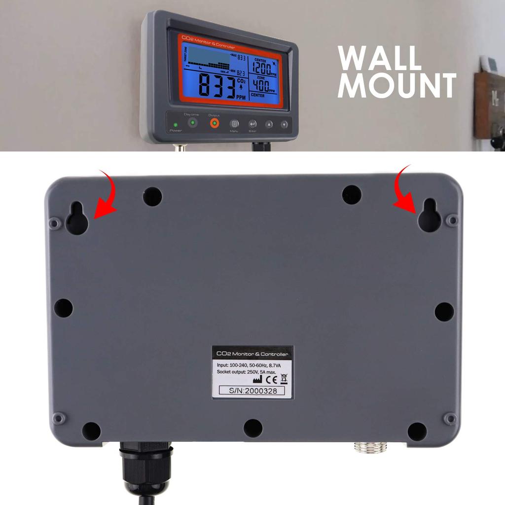Digital CO2 Carbon Dioxide IAQ Monitor Controller with Relay Function Cable NDIR Sensing Probe for Greenhouse Home Office Factory 4.5m