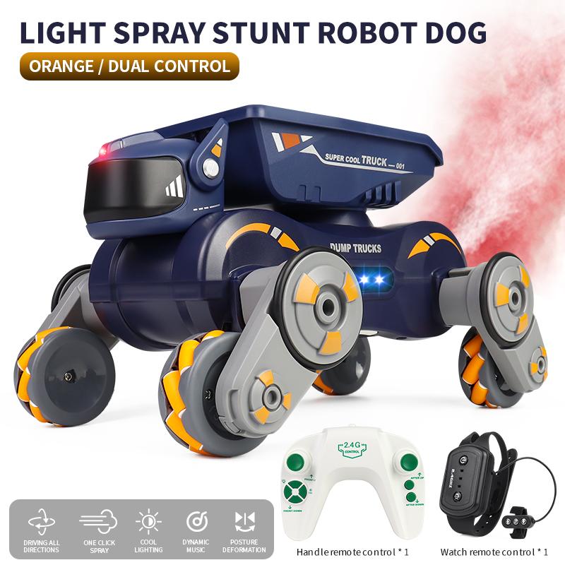 non-toxic Rc Smart Robot Dog Remote Control Car Stunt Robo Dual Control Gesture Robotics Music Light Spray Electronic Pet Toy for Kids children