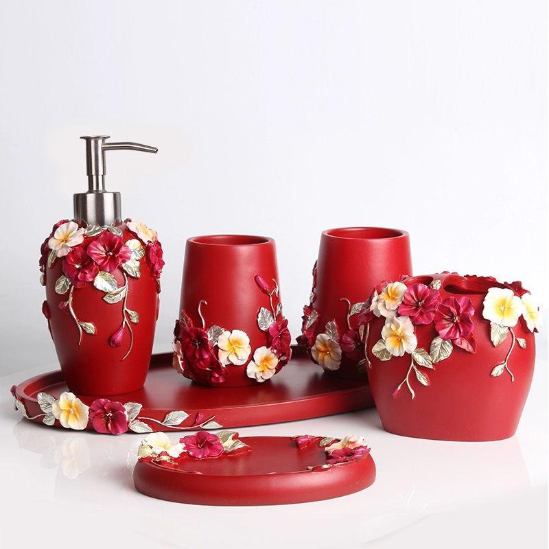 Creative Resin Red Embossed Floral Lotion