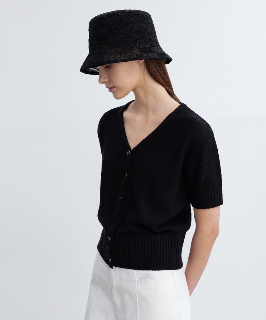 RE RHEE Checkered Pattern Bucket Hat Bk