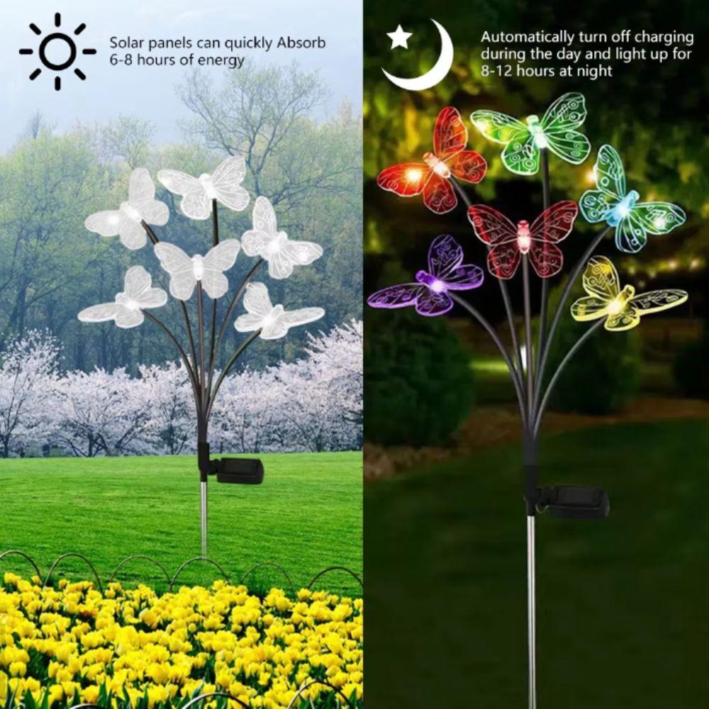 6 LED Solar Butterfly Lights Waterproof Garden Solar Lights Landscape LED Butterfly Lights Pathway