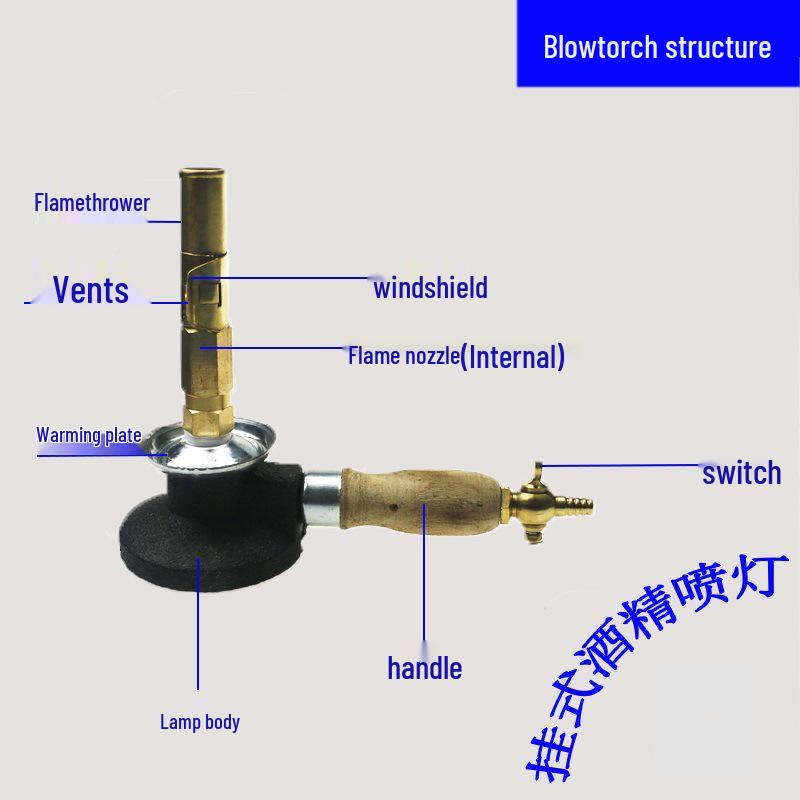 Wall-Mounted Full Copper Alcohol Blowtorch for Lab Heating Experiments