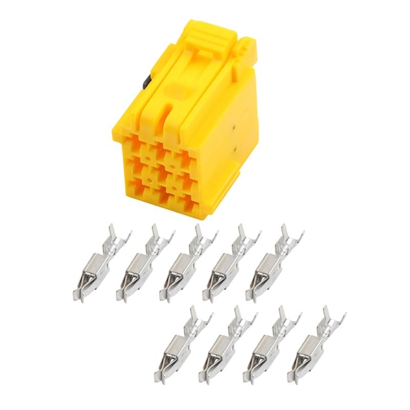 9 Hole Terminal Housing Yellow Polymer Shell with 9 Metal Terminals for Vehicle Wiring Repair and Service Work