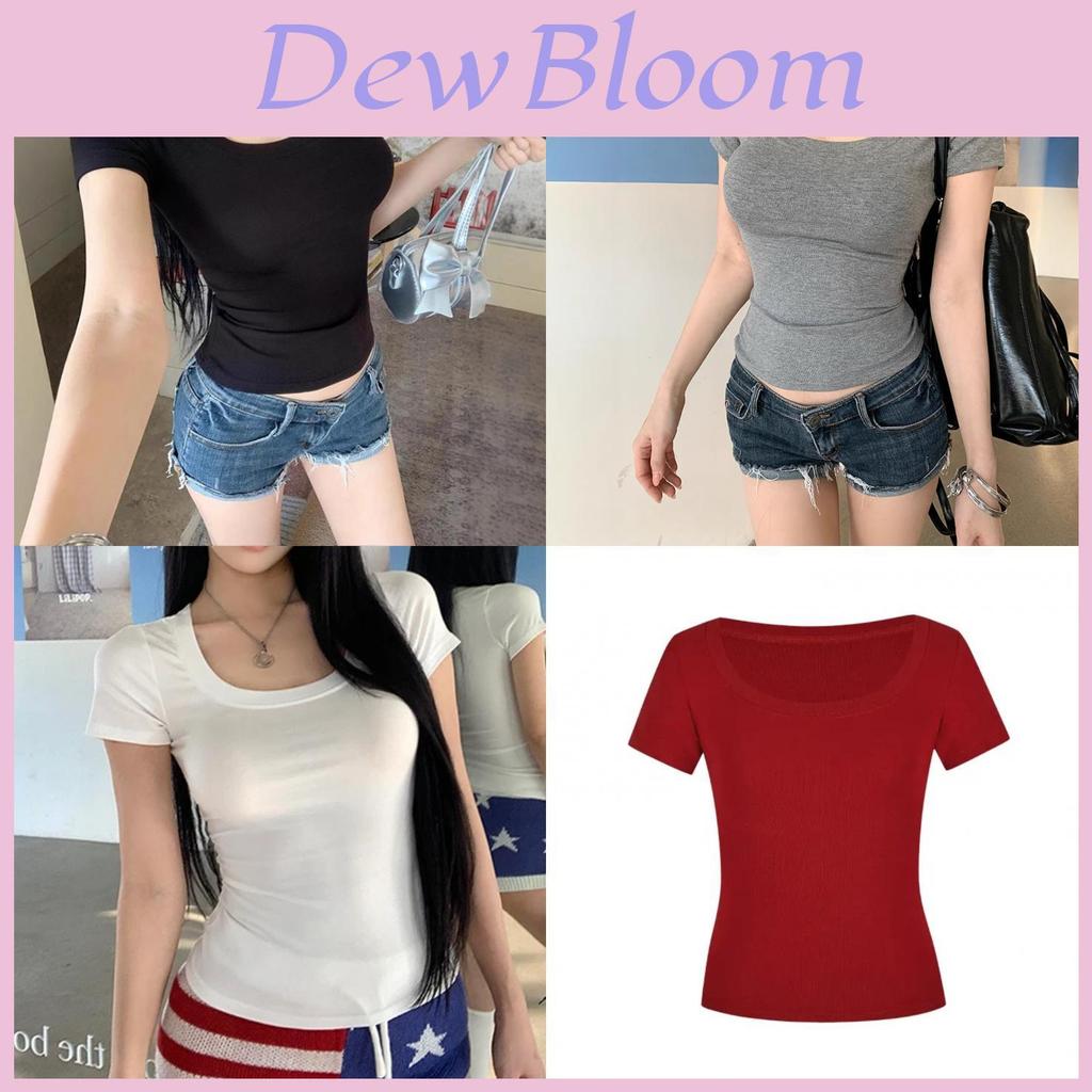 Sexy Girl T Shirt Women Slim Fit U Neck Short Sleeve Casual Tops For Daily Wear