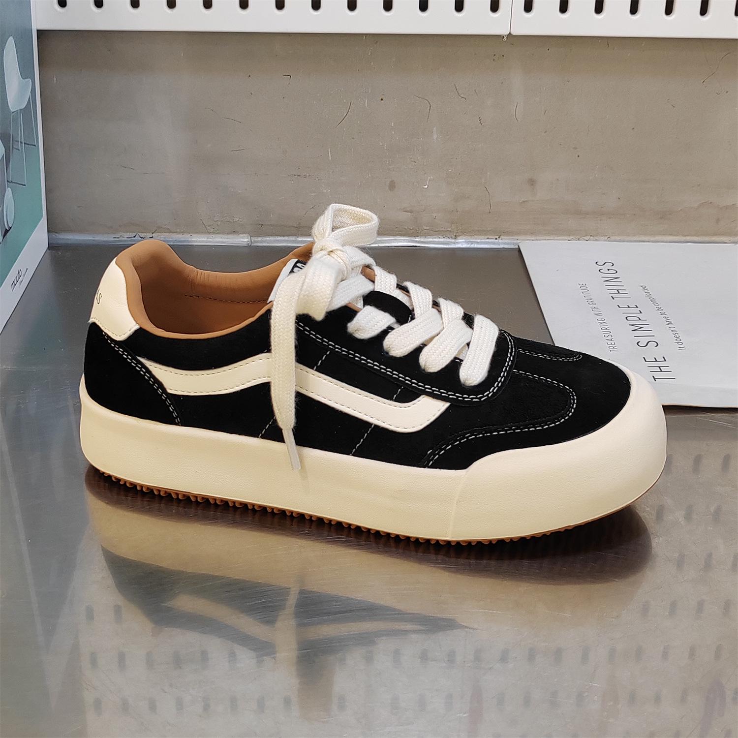 

2025 Women s Versatile Thick Sole White Leather Sneakers - Breathable, Casual Skate Style Size 39