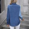 Women Shirt Lapel Long Sleeve Single Breasted Shirt Tops Color Blocking Regular Fit Casual Shirt