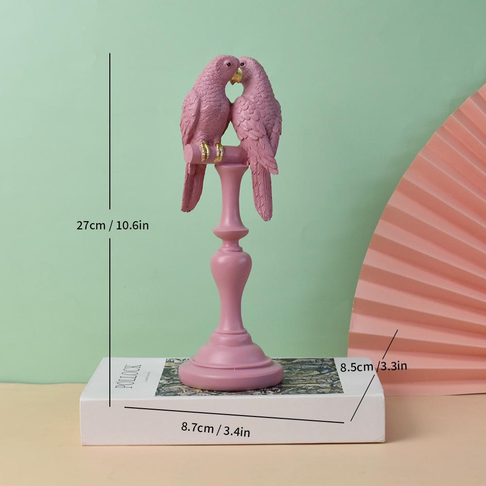 Nordic creative couple parrot resin ornaments