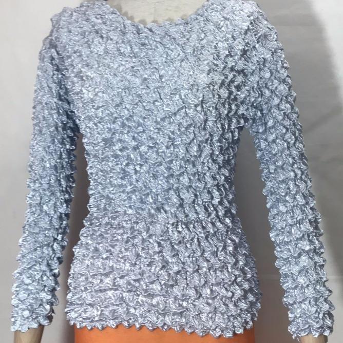 

Плиссированная рубашка с ананасом, модная рубашка с пузырьками, универсальная волшебная рубашка с длинным рукавом, большая женская одежда One size