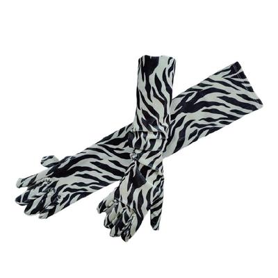 Elegantní vzor zeber Halloweenské rukavice Unikátní outfity Dlouhé rukavice pro flapper nevěstu Svatba Taneční doplňky