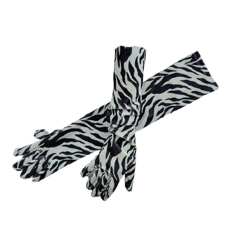 Elegancki wzór zebry Rękawiczki na Halloween Unikalne stroje Długie rękawiczki dla flapperki Panny Młodej Ślubne akcesoria do tańca