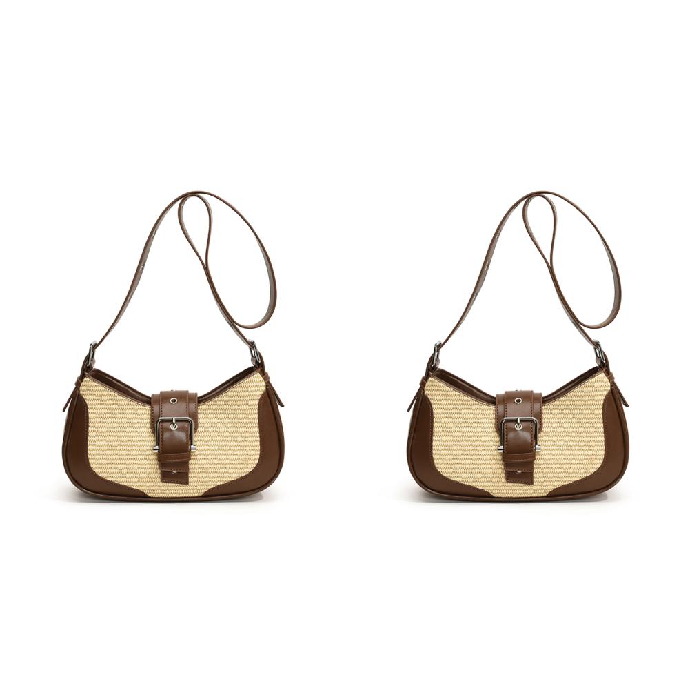 

- Shoulder Bag PU Leather Underarm Bag Y2K Fashion Handbag for Women (Brown)