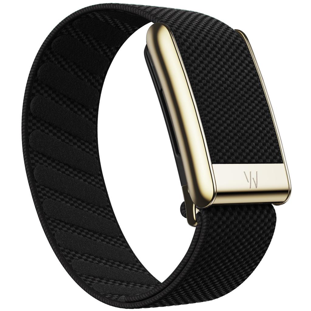 Elastic Nylon Strap for Whoop 5.0 PEAK/LIFE MG, Sports Replacement Wristband with Bright Gold U‑Shaped Metal Frame