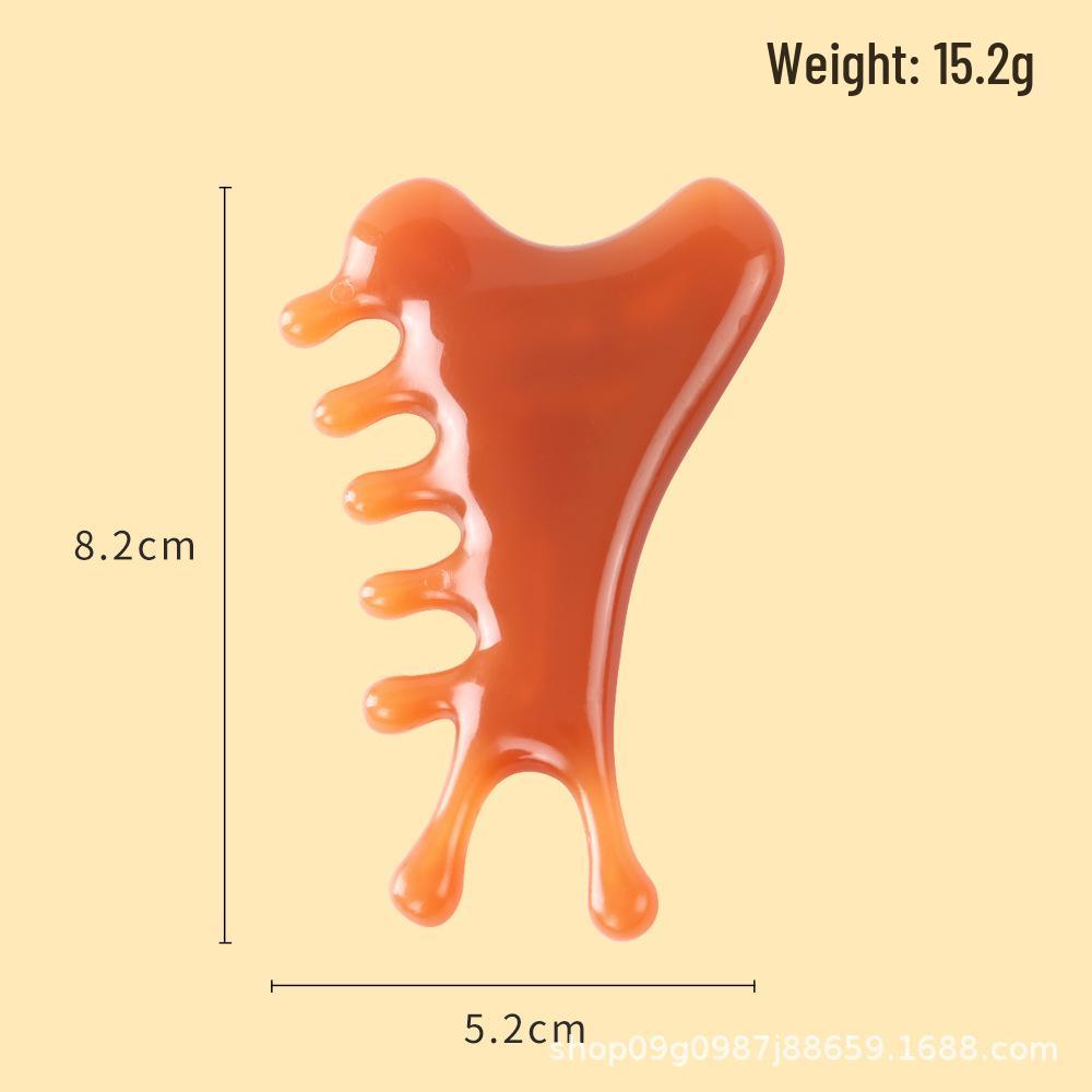 Resin Multifunctional Four-in-One Gua Sha and Massage Comb - Sandalwood Facial and Head Therapy Tool