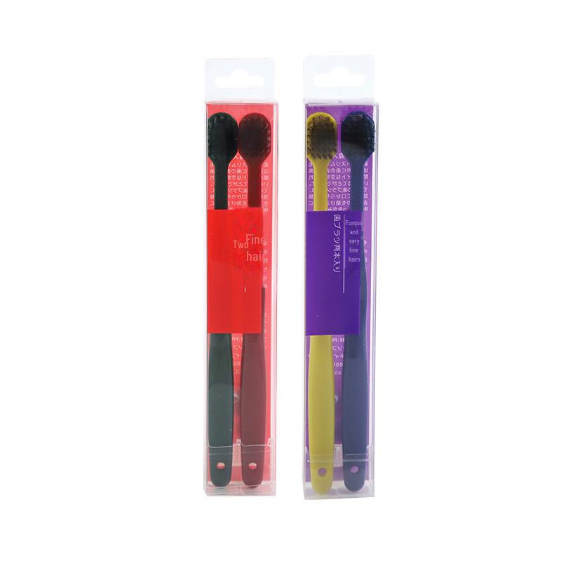 Xiujie Adult Macaron Couple Toothbrushes: Two-Pack with Ultra-Fine Wide Heads, Soft Bamboo Charcoal Bristles