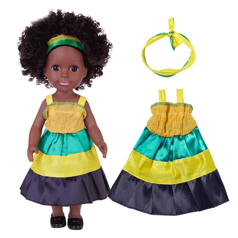 

14’’ Life Like Reborns African Girl Doll Toy Figure Cute Black Toddlers Doll that Looks Real with AfroHair Fashion Dress