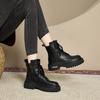Women's Boots Martin Boots 2025 Autumn and Winter New Platform Zipper Lace-up Black Classic Short Boots Women's 2025 Velvet