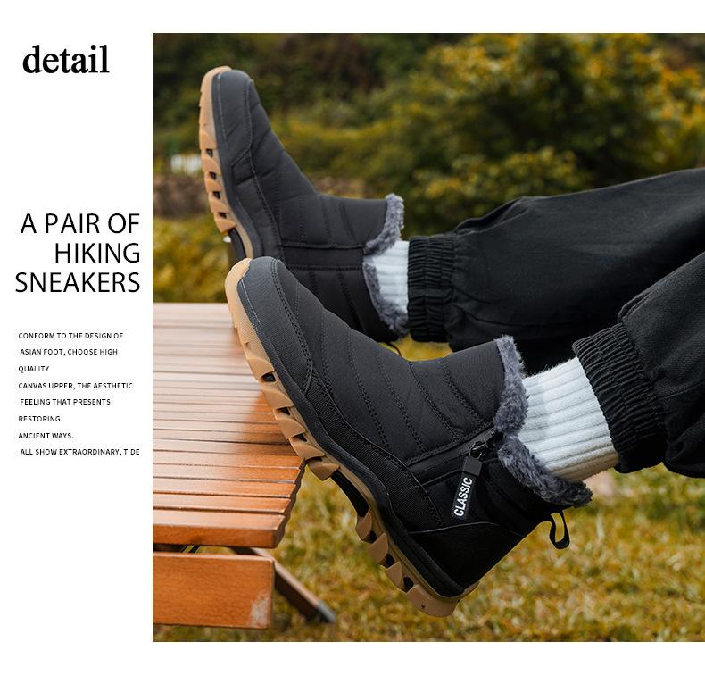 Herren Winterstiefeletten mit Fellfutter, warme Stiefeletten mit Reißverschluss, wasserdichte Outdoorstiefel, leichte, bequeme kurze Stiefeletten für Herren