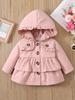 Baby Mädchen Windbreaker Jacke 0-2J Rosa Kapuzenmantel mit Rüschen Vintage Knöpfen Trench Top Kinder Frühling Herbst Oberbekleidung