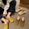Retro Pleated Gentle Baotou Half Slippers Women's Spring 2025 New Korean Version Outer Wear Thick-soled Lazy Mu Qin Shoes