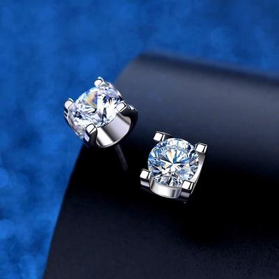 Real VVS Moissanite Stud Earrings 925 Sterling Silver 1ct 2ct Lab Diamond Ear Studs Earrings For Women Men Gift Fine Jewelry