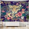 Mysterious Forest Tapestry Wall Hanging Flowers Jungle Animals Moon Ocean Landscape Illustration Room Home Decor