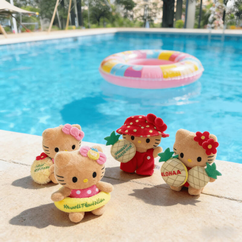 Sanrio Cartoon Hawaiian Pineapple Hello Kitty Plush Toy Pendant Cute Bags and Interior Decorations Keychain Gift for Girls