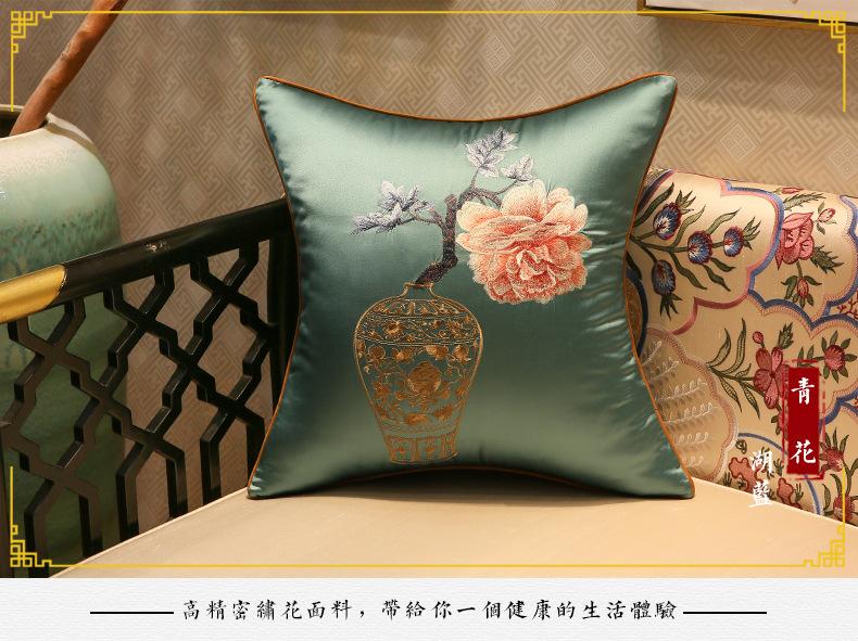 High-grade Flower Vase Embroidered Cushion Cover Chinese Style Sofa Pillow Cases Classical Pillowcases Home Party Decoration