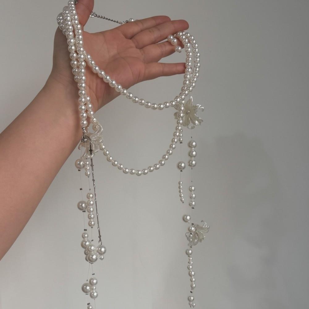 Balletcore Style Multilayer Choker Chain Faux Pearl Stacked Flower Choker  Wedding Bridal