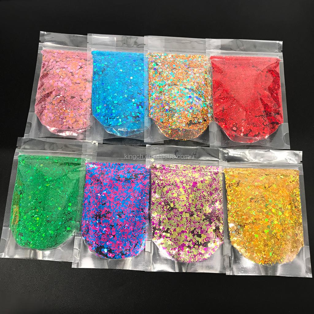Bulk Christmas Decoration Polyester Glitter Snow Shape Chunky Glitter