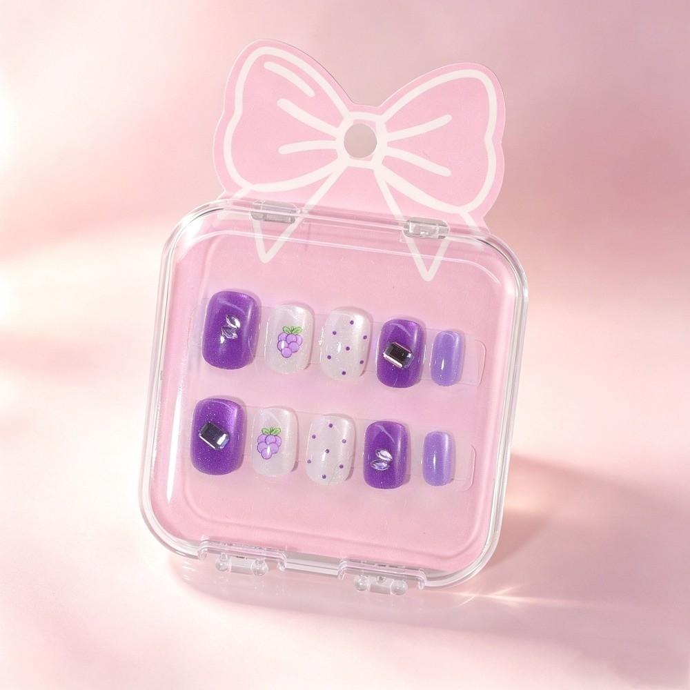 Cat's Eye Press On Nails Short Nail Tips New Nail Stickers Children Wearing