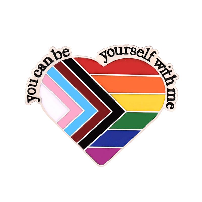 LGBT Rainbow Pride Enamel Pins You Are Safe With Me Round Brooches Lapel Badge Jewelry Gifts For Gay Lesbian Homosex Friends