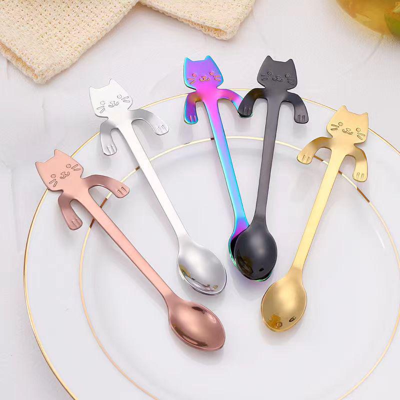 Cute Cartoon Cat 304 Stainless Steel Hanging Coffee & Dessert Spoon