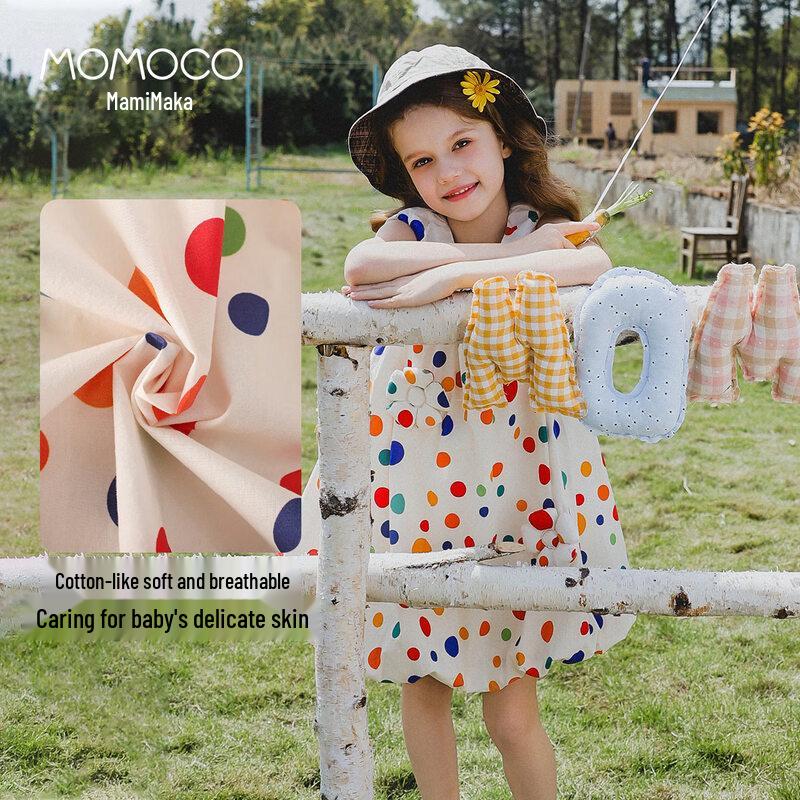 MOMOCO Girl's Summer Polka Dot Sleeveless Cotton Dress